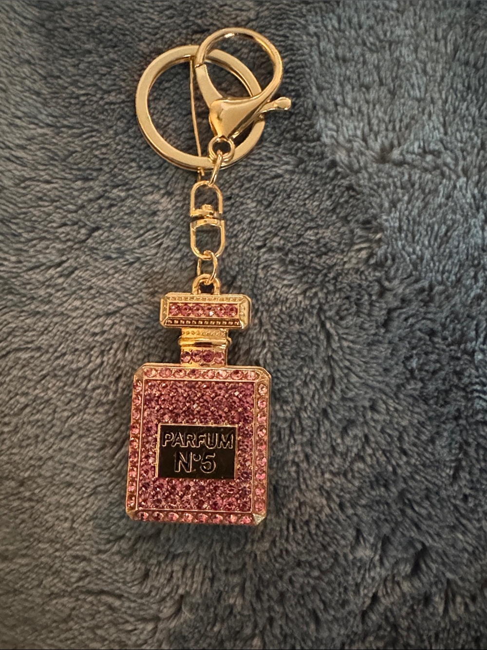 Pink Jeweled Parfum No.5 Bottle Keychain
